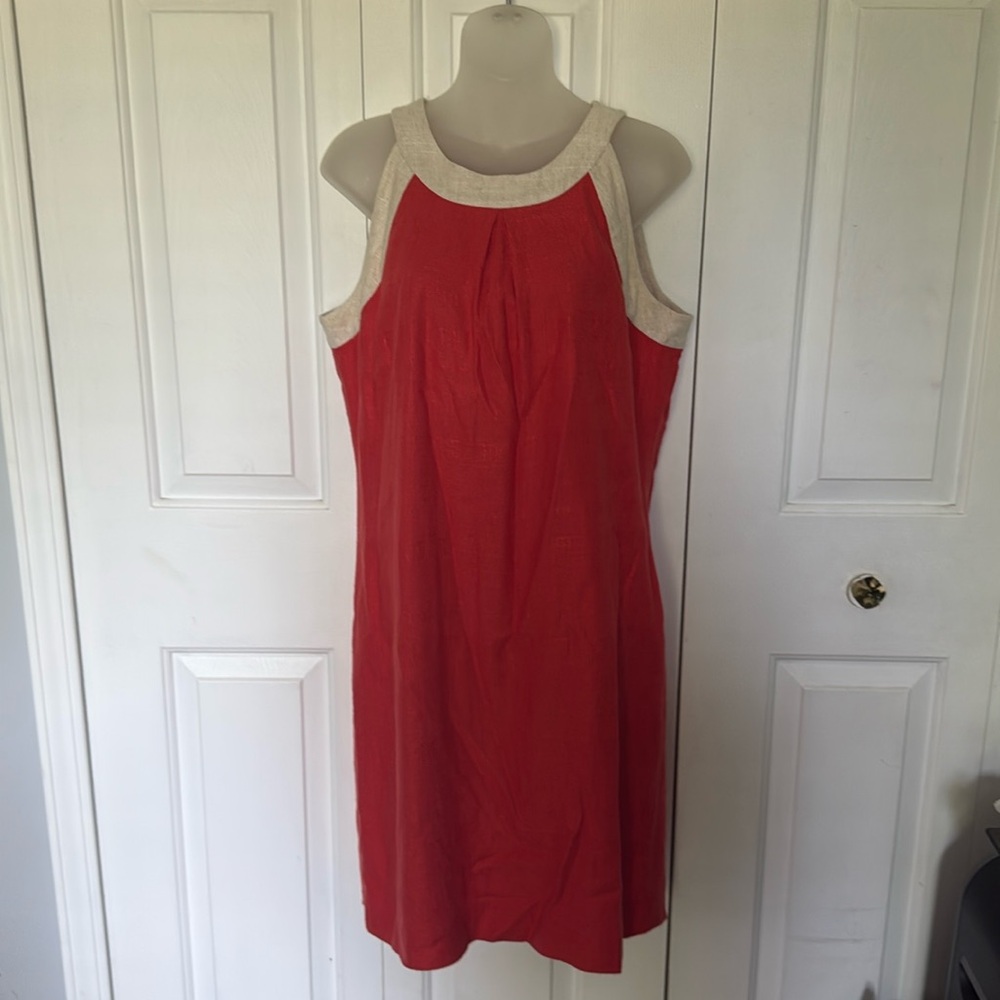 Banana Republic Sz 12 Linen Blend Sleeveless Sheath Dress LINED GUC B1015